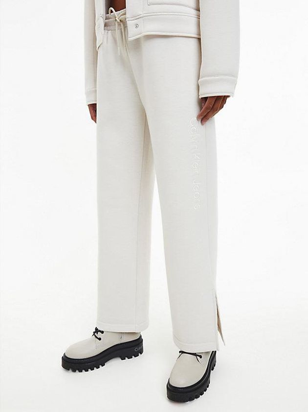 Calvin Klein USA Relaxed Split Hem Womens Joggers White 0592736-VW